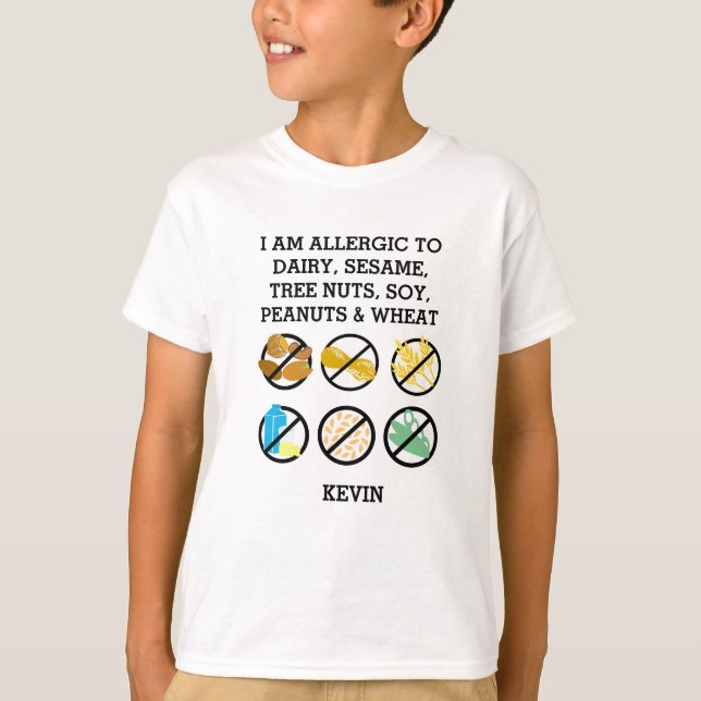Customized Kids Allergy Symbols Sesame Soy Nuts T-Shirt (Front)