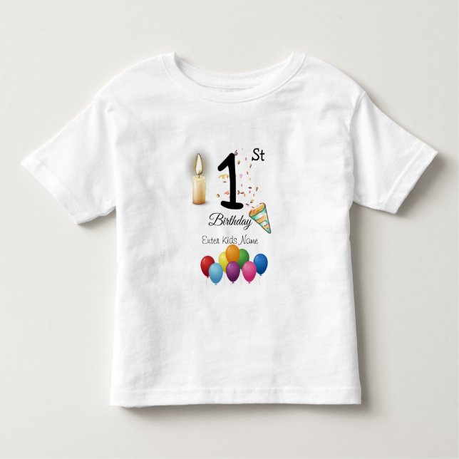 Customized Kids Birthday T-Shirt  (Front)
