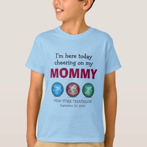 Customized Kids Cheering on Mommy Race Day Shirt