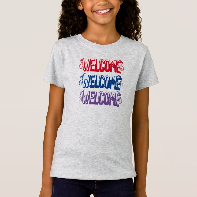 Customized  Kids Cute Welcome tshirt  for girls (Front)