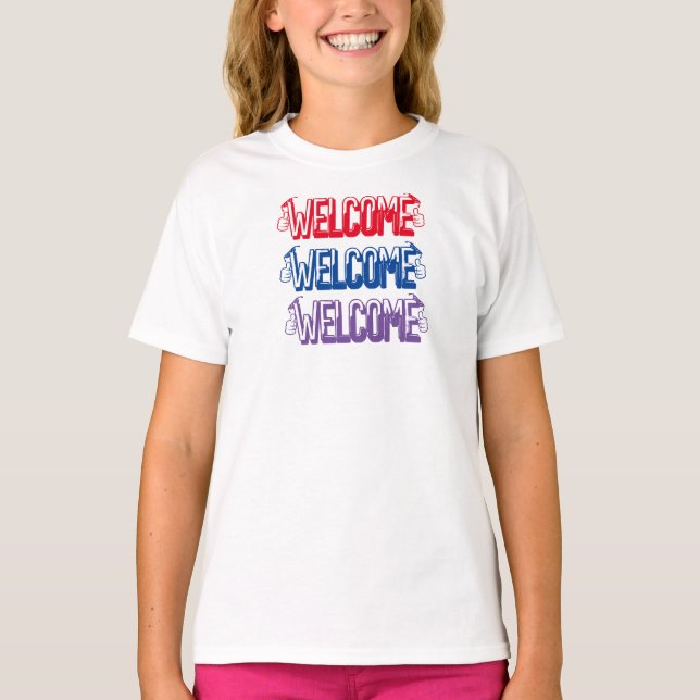 Customized  Kids Cute Welcome tshirt  for girls (Front)