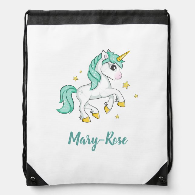 Customized Kids Drawstring Backpack  - Unicorn (Front)