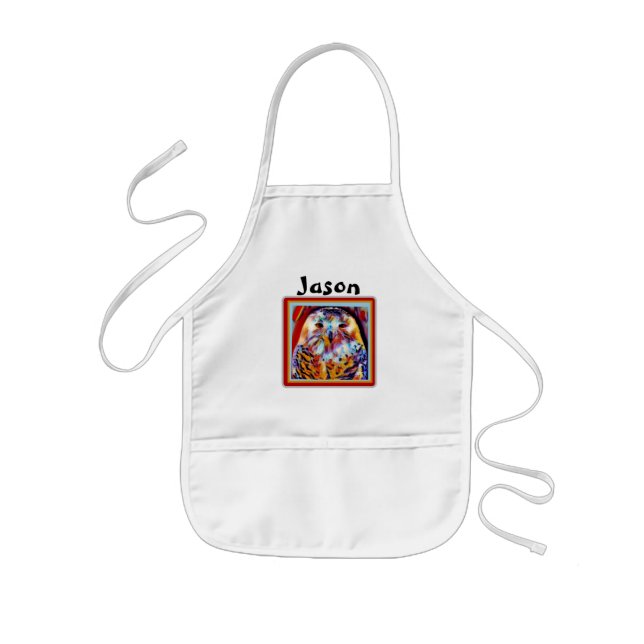 Customized Kids Owl Artist  Kids' Apron (Front)