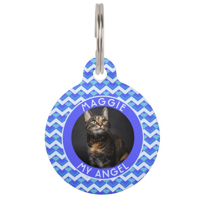 Customized Kitten Owner Gift Chevron Pet ID Tag (Front)