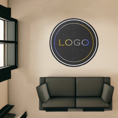 Customized Large Logo Elegant Black White Border Rug