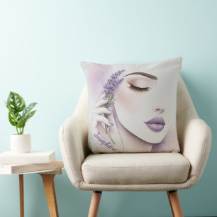 Customized Lavender Purple Woman Elegant Beauty Throw Pillow