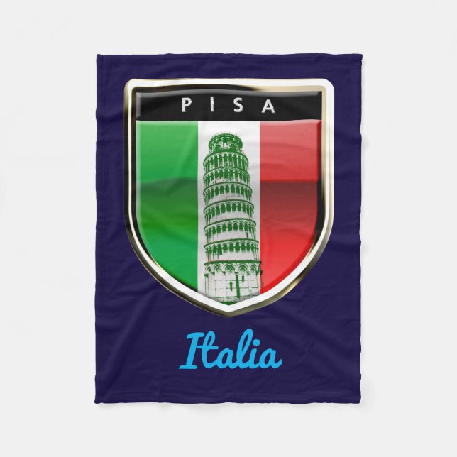 Customized Leaning Tower of Pisa and Italian Flag Fleece Blanket (Front)