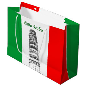 Customized Leaning Tower of Pisa and Italian Flag Large Gift Bag