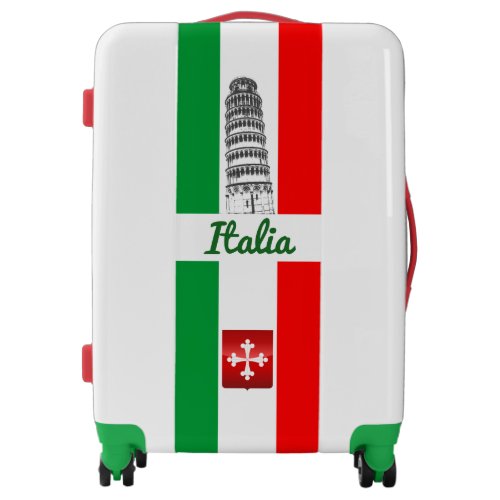 Customized Leaning Tower of Pisa and Italian Flag Luggage