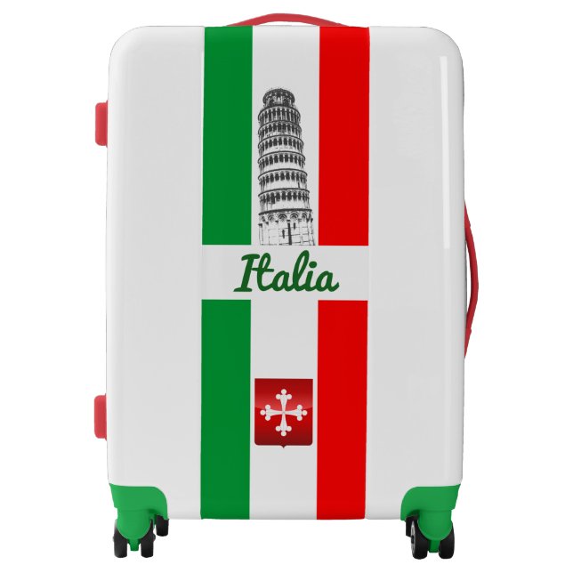 Customized Leaning Tower of Pisa and Italian Flag Luggage (Front)