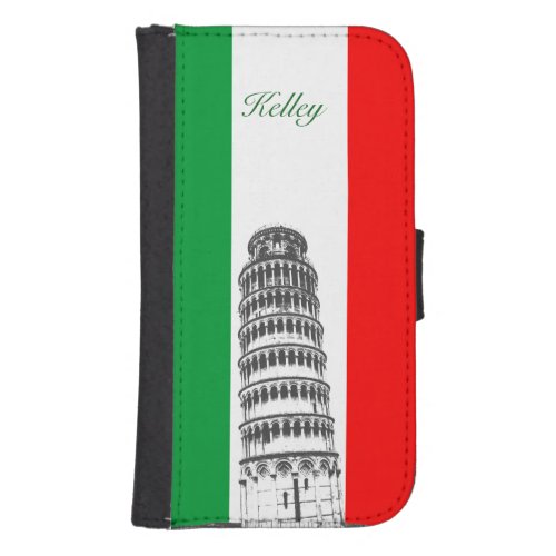 Customized Leaning Tower of Pisa and Italian Flag Phone Wallet