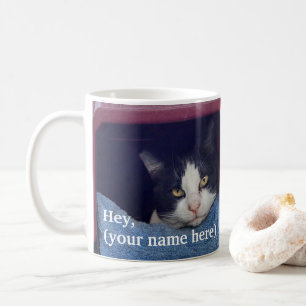 Customized left handed screaming cat coffee mug