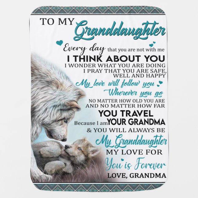 Customized Letter To My Granddaughter From Grandma Baby Blanket (Front)