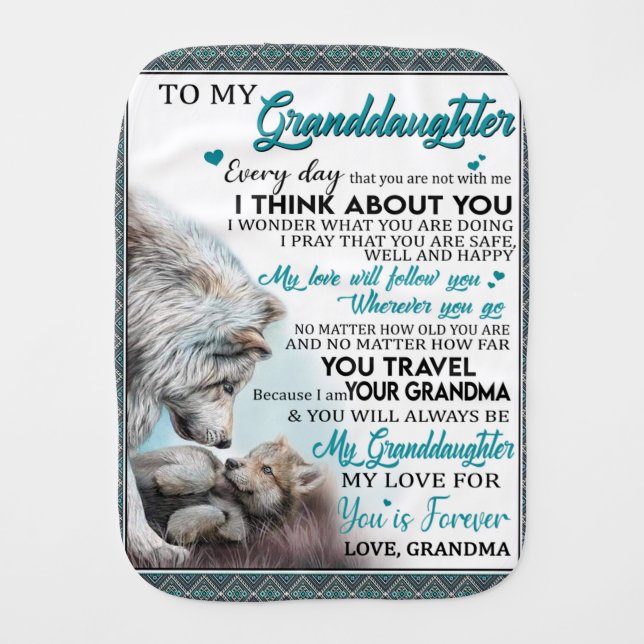 Customized Letter To My Granddaughter From Grandma Baby Burp Cloth (Front)
