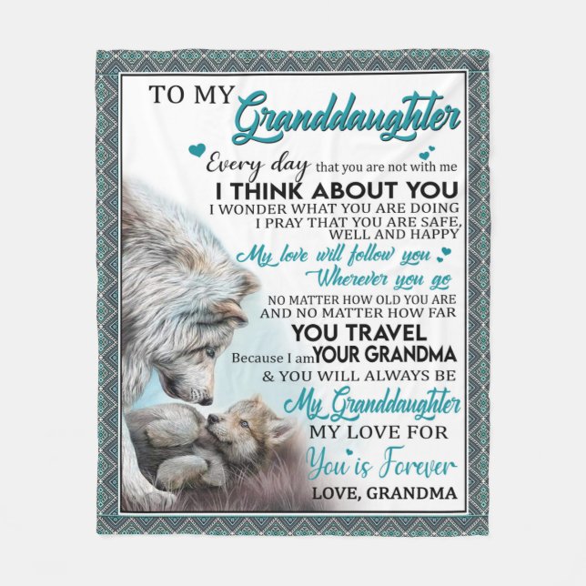 Customized Letter To My Granddaughter From Grandma Fleece Blanket (Front)