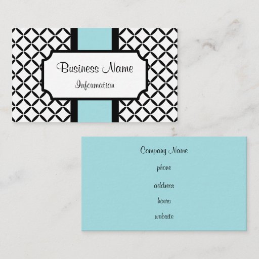 Customizable Customized Light Blue and Black Business Card