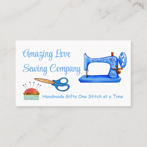 Customized Light Blue Sewing Machine  Business Card