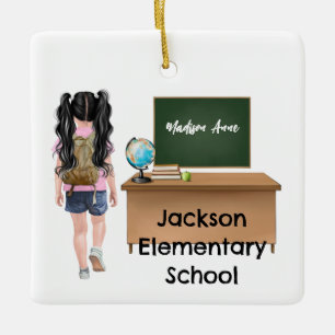 Customized Little Girls School Christmas Ornament