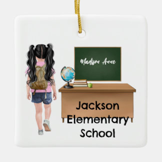 Customized Little Girls School Christmas Ornament