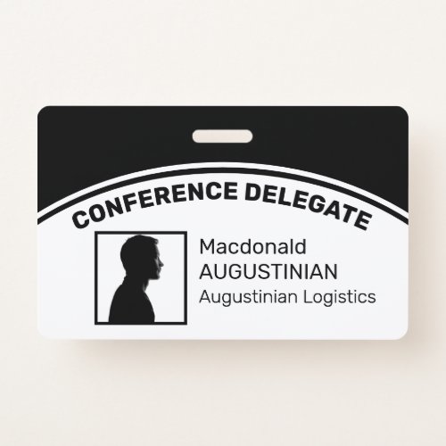 Customized Logo Photo ID Delegate BLACK Badge