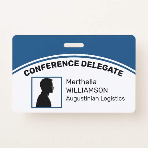 Customized Logo Photo ID Delegate CLASSIC BLUE Badge