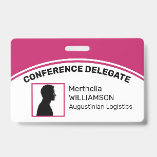 Customized Logo Photo ID Delegate DEEP PINK Badge