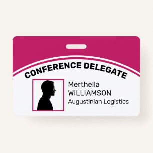 Customized Logo Photo ID Delegate DEEP PINK Badge