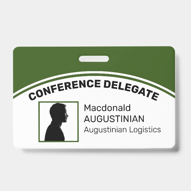 Customized Logo Photo ID Delegate GREEN Badge (Front)