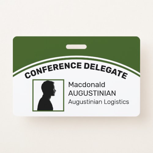 Customized Logo Photo ID Delegate GREEN Badge