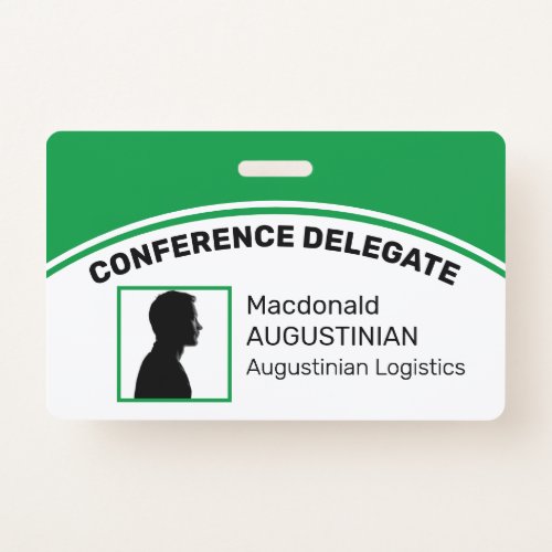 Customized Logo Photo ID Delegate MID GREEN Badge