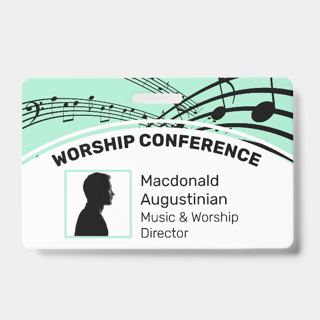 Customized Logo Photo ID Delegate MUSIC STAVES Badge (Front)