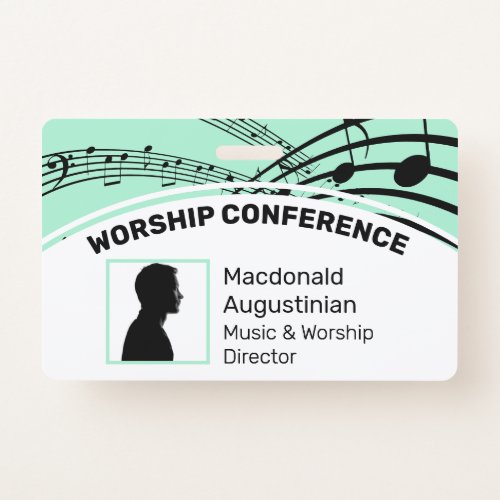Customized Logo Photo ID Delegate MUSIC STAVES Badge