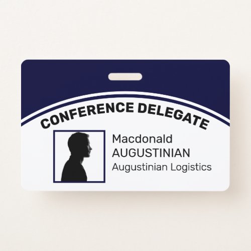 Customized Logo Photo ID Delegate NAVY BLUE Badge