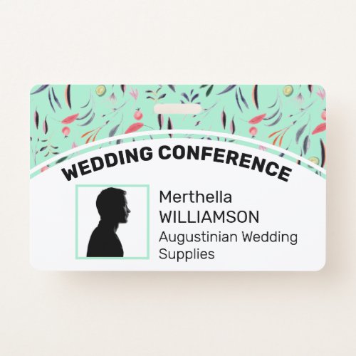 Customized Logo Photo ID Delegate NEO MINT FLORAL Badge