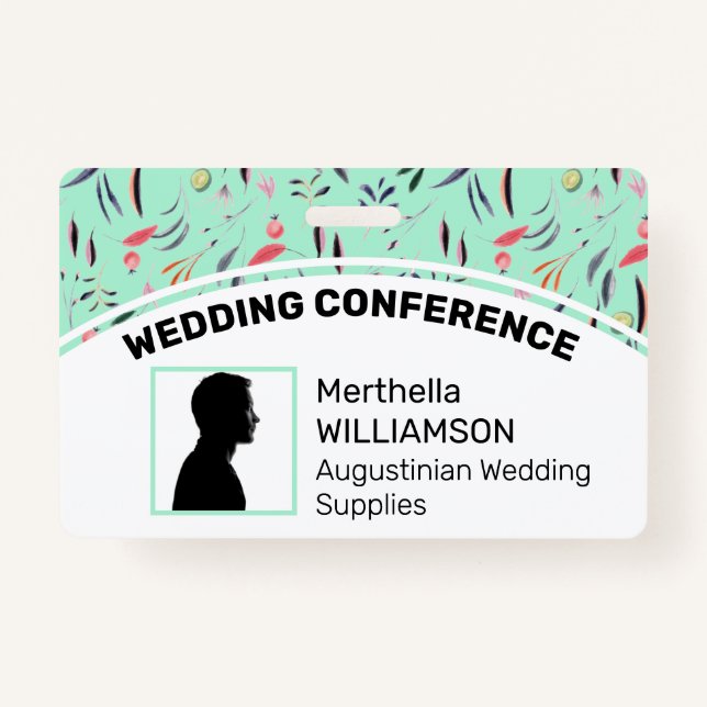 Customized Logo Photo ID Delegate NEO MINT FLORAL Badge (Front)