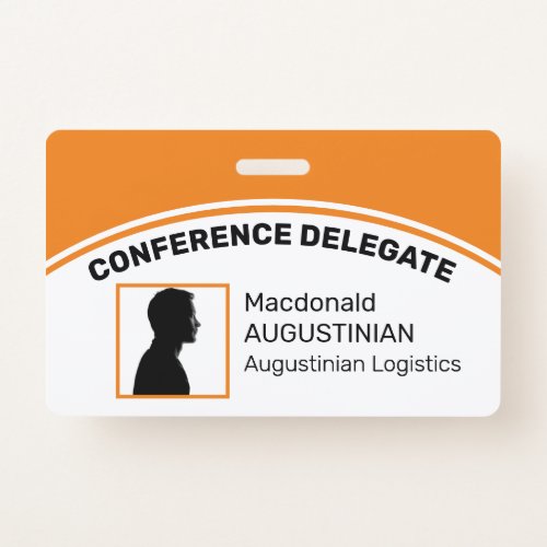 Customized Logo Photo ID Delegate ORANGE Badge