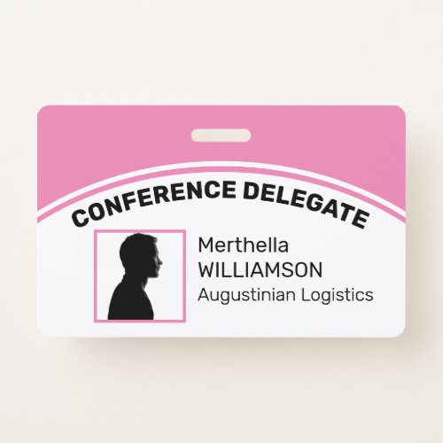 Customized Logo Photo ID Delegate PINK Badge