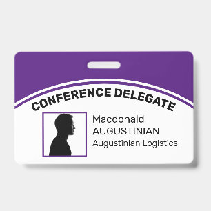 Customized Logo Photo ID Delegate PURPLE Badge