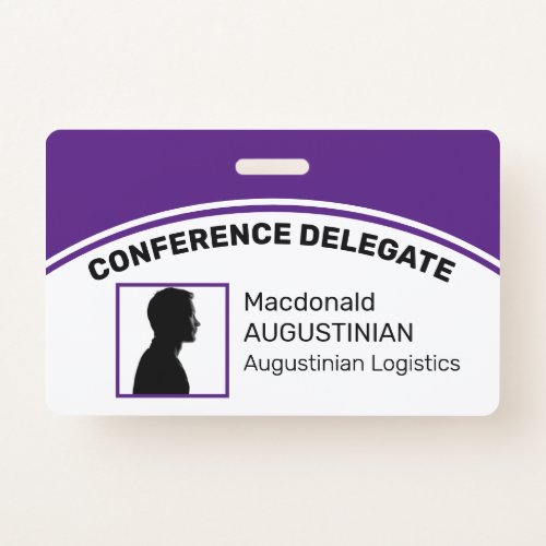 Customized Logo Photo ID Delegate PURPLE Badge