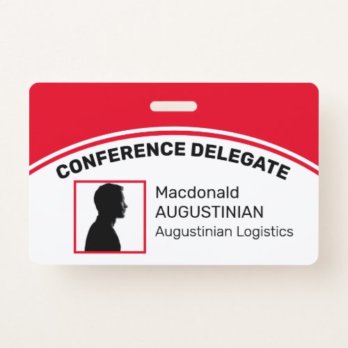 Customized Logo Photo ID Delegate RED Badge