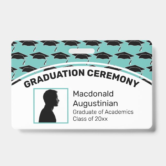 Customized Logo Photo ID GRADUATION Topper Mortar Badge (Front)
