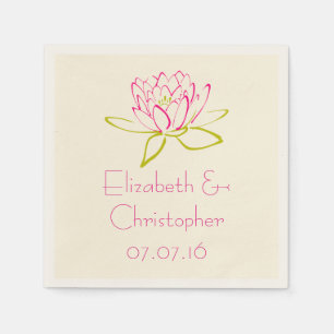 Customized Lotus Flower / Water Lily Illustration Napkins