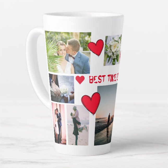 Customized Love BEST TIME EVER Collage 12 Photos Latte Mug (Left Angle)