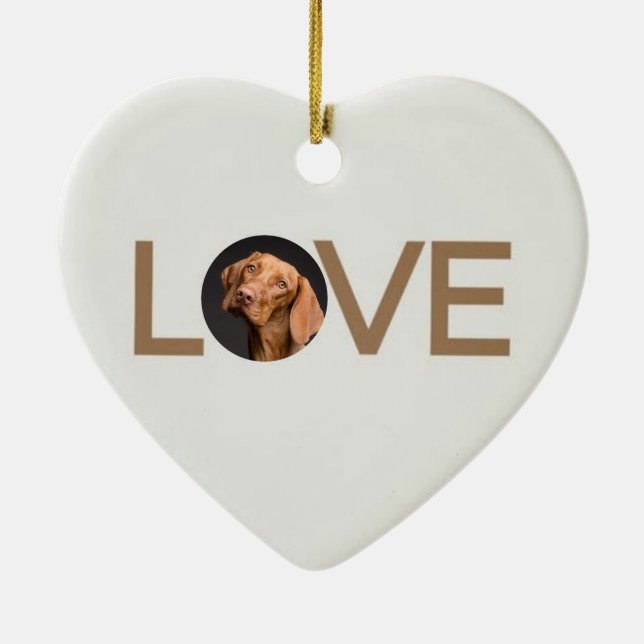 Customized Love Dog Photo Heart Shaped Ornament (Back)