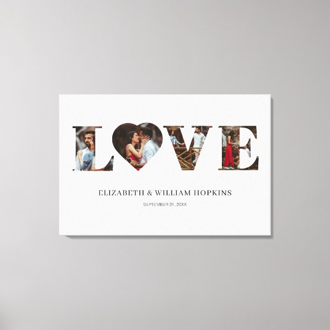 Customized Love Heart 4 Photo Canvas Print (Front)