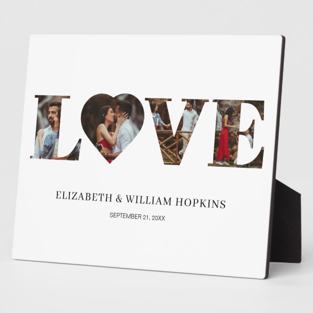 Customized Love Heart 4 Photo Plaque (Side)