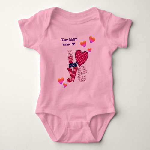 Customized LOVE _ LITTLE BABY VALENTINE Baby Bodysuit
