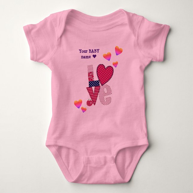 Customized LOVE - LITTLE BABY VALENTINE Baby Bodysuit (Front)