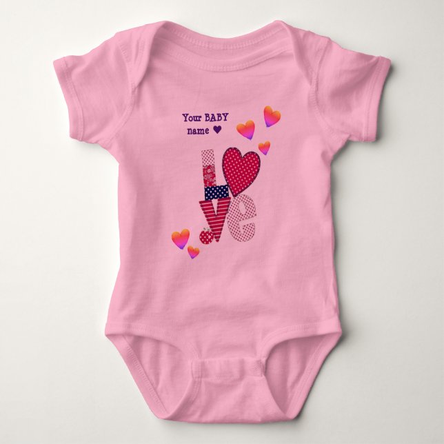 Customized LOVE - LITTLE BABY VALENTINE Bodysuit (Front)