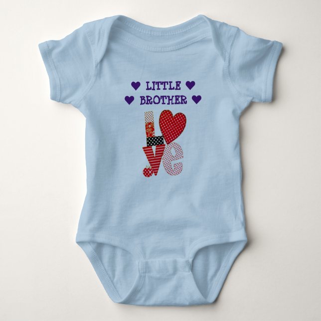 Customized LOVE LITTLE BROTHER Valentine Baby Bodysuit (Front)